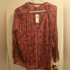 Lucky Sheer Blouse Size Large NWT